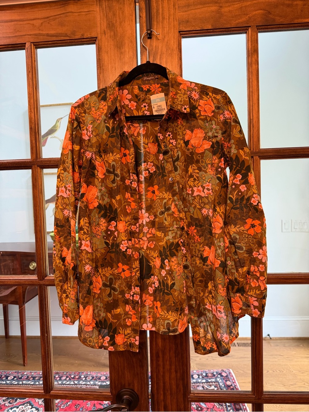J. McLaughlin Floral Button-Up Jacket — Orange, Pink & Brown